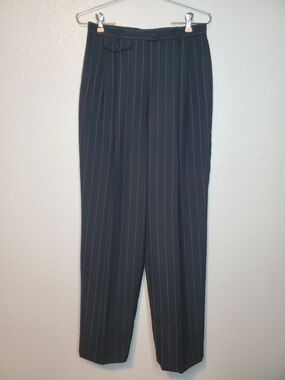 Lauren Ralph Lauren Black Pinstriped High-Rise Trousers